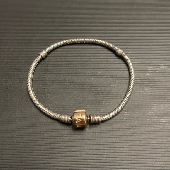 Authentic Pandora Moments Snake Chain Bracelet - Gold and Silver Two Tone 7.9 in - Picture 4 of 5